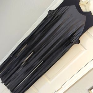 NWT Ashley Stewart Black Pleather Fringe tank top Size 26/28